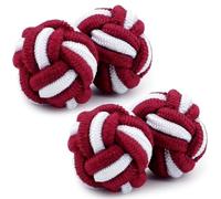 HONEY BEAR Gemelos de seda del nudo de la tela para hombre/mujer, redondos para el regalo de boda del negocio (Rojo con blanco)