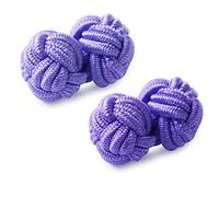 Honey Bear Gemelos de seda del nudo de la tela para hombre, redondos para el regalo de boda del negocio (azul claro) (púrpura)