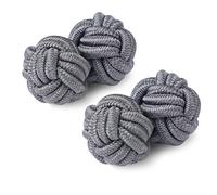 Honey Bear Gemelos de seda del nudo de la tela para hombre, redondos para el regalo de boda del negocio (azul claro) (gris)