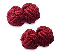 Honey Bear Gemelos de seda del nudo de la tela para hombre, redondos para el regalo de boda del negocio (azul claro) (rojo oscuro)