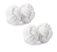 Honey Bear Gemelos de seda del nudo de la tela para hombre, redondos para el regalo de boda del negocio (azul claro) (blanco)