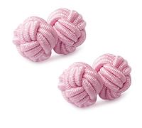 Honey Bear Gemelos de seda del nudo de la tela para hombre, redondos para el regalo de boda del negocio (azul claro) (Rosa claro)