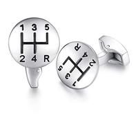 Honey Bear Gemelos para Hombre Camisa - Car Gear Stick Palo de cambios de coches acero inoxidable, Personalizados Para Boda negocio Regalo plata