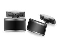 HONEY BEAR - Gemelos para hombre, rectángulo de acero inoxidable cepillado, para boda de negocios, Acero inoxidable