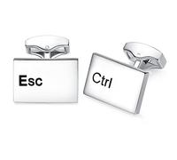 HONEY BEAR Gemelos para hombres - Ctrl Esc, Redondo,Plata cepillada (plata)