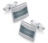 HONEY BEAR Gemelos para hombres - Rectángulo para Regalo de Boda de Negocios,Azul con Plata