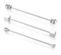 Honey Bear - Juego de 3 broches de acero inoxidable para camisa de hombre, 65 mm