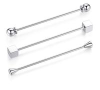 Honey Bear - Juego de 3 broches para cuello de camisa para hombre, acero inoxidable, 65 mm
