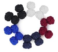HONEY BEAR Juego de 5 pares de gemelos trenzados de tela de seda para hombre y mujer, para camisa/vestido (Azul Real Rojo Negro sin caja)