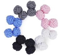 HONEY BEAR Juego de 5 pares de gemelos trenzados de tela de seda para hombre y mujer, para camisa/vestido (Rosa Gris Azul sin caja)