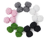 HONEY BEAR Juego de 5 pares de gemelos trenzados de tela de seda para hombre y mujer, para camisa/vestido (Verde Rosa Negro sin caja)