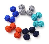 Honey Bear Juego de 5 Pares de Gemelos Trenzados de Tela de Seda para Hombre y Mujer, para Camisa/Vestido, Boda de Negocios, Forma Redonda, 8mm, Seda Poliéster, No es una Piedra Preciosa