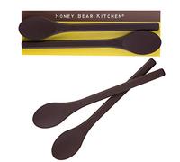 Honey Bear Kitchen Cuchara agitadora de silicona (juego de 2, miel oscura) para café y té