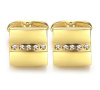 HONEY BEAR para Hombre Oro Cuadrado Negocio Boda Gemelos Gemelos con Cristal Blanco