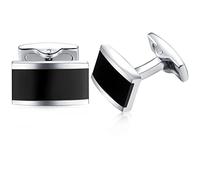 HONEY BEAR rectángulo Gemelos de hombre de negocios de acero inoxidable gemelos (azul) (Negro)