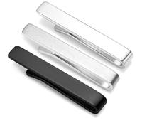 HONEY BEAR Set de 3 Clip Pasador de corbata Pisacorbatas 4cm, para hombre estrecho corbata delgada negocio boda regalo 1.57inch (Espesor Brillante+ plata mate+ negro con caja)