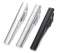 HONEY BEAR Set de 3 Clip Pasador de corbata Pisacorbatas 5.4cm, para hombre corbata de tamaño normal (Brillante + plata cepillada + negro sin caja 5.4cm)