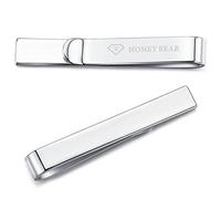 HONEY BEAR Skinny Clip Pasador de corbata - Para Hombre/Chicos Necktie, Boda Negocio Regalo,4cm,1.57inch (Plata brillante 4cm)