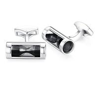 Honey Bear temporizador sandglass embudo Gemelos de hombre de negocios de acero inoxidable gemelos (Negro)