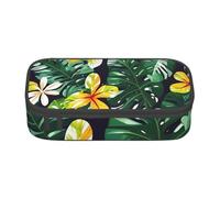 Honey-Bee - Bolsa de almacenamiento con estampado de abeja para oficina de negocios, estuche para lápices, bolsa de maquillaje, bolsas de cosméticos, Hojas tropicales hawaianas, One Size