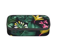 Honey-Bee - Bolsa de almacenamiento con estampado de abeja para oficina de negocios, estuche para lápices, bolsa de maquillaje, bolsas de cosméticos, Flor de hojas tropicales hawaianas, One Size