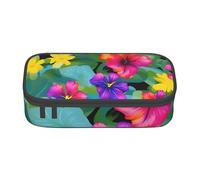 Honey-Bee - Bolsa de almacenamiento con estampado de abeja para oficina de negocios, estuche para lápices, bolsa de maquillaje, bolsas de cosméticos, Flor colorida hawaiana, One Size