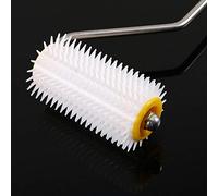 Honey Bee Comb - Agujas densas de alta calidad que extraen el rodillo de agujas para extraer miel. Colección de metal propóleo + mango de madera ABS