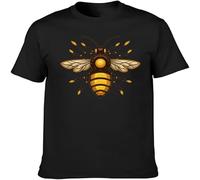 Honey Bee Graphic T Shirt Cotton Golden Design Black S