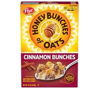 Honey Bunches of Oats Ramos de canela, saludable para el corazón, bajo en grasa, hechos con cereales de grano entero, 12 onzas