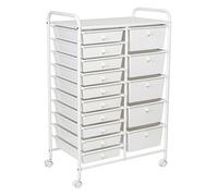 Honey-Can-Do Carrito de almacenamiento de metal con 15 cajones, blanco, acero