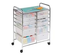Honey Can Do Carrito Organizador de Estudio con 12 Cajones, Acero Inoxidable, Blanco Translúcido y Cromado, 27.94x40.64x78.10 cm