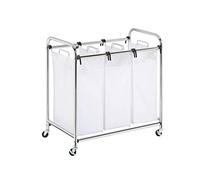 Honey Can Do Clasificador Triple Resistente Chrm Ropa, Acero Inoxidable, Cromado y Blanco, 77x48.26x9.84 cm