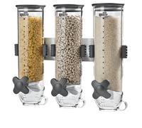 Honey Can Do Dispensador Triple de Pared, Acero Inoxidable, Transparente y Carbón, 15x39x41.57 cm