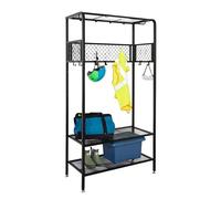 Honey-Can-Do Unidad de almacenamiento para entrada de garaje con luz, ganchos y barra para colgar ropa, negro SHF-09842 negro