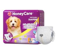 HONEY CARE All-Absorb Pañales desechables para perra, talla pequeña, mejorados, 40 unidades, muy absorbentes, transpirables, con indicador de humedad (paquete de 1, total 40 unidades)