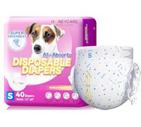 HONEY CARE All-Absorb - Pañales desechables para perras, tamaño pequeño, mejorados, 40 unidades, súper absorbentes, transpirables, indicador de humedad