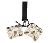 Honey Combs Bee - Funda tipo cartera con llavero para mujer, 2 unidades