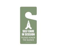 Honey Dew Gifts, Letrero para colgar puerta con texto en inglés "Self Care in Session Please Honor Silence, Do Not Disturb", letrero de privacidad para dormitorio, sala de terapia, meditación, trabajo