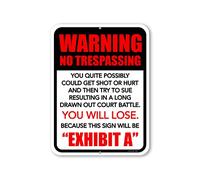 Honey Dew Gifts, Warning No Trespassing You Quite Possibly Could Get Shot Or Hurt, 9 pulgadas por 12 pulgadas, Trespassers Will Be Shot Letrero, metal no trespassing Signs, señal de advertencia