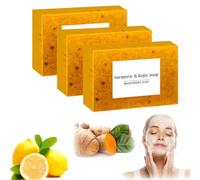 Honey Glow Lemon Turmeric Kojic Acid Soap Bar for All Skin Types, Turmeric Handmade Brightening Soap for Face & Body (3)
