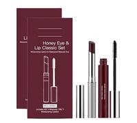 Honey Lip & Eye Bundle Set - Lápiz labial hidratante + máscara impermeable, bálsamo labial teñido negro natural, no pegajoso e hidratante para un acabado suave y brillante (2Set)