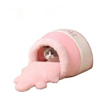 Honey Pot - Cama para gatos con cojín extraíble y lavable, diseño de dibujos animados 3D, semicerrado, cálido, nido para mascotas, suave algodón PP, casa de dormir para gatitos, perros pequeños, uso