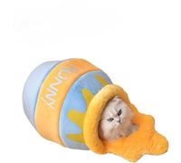 Honey Pot - Cama para gatos con cojín extraíble y lavable, diseño de dibujos animados 3D, semicerrado, cálido, nido para mascotas, suave algodón PP, casa de dormir para gatitos, perros pequeños, uso