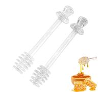 Honey Spoon Dipper, 2X Clear Honey Mixing Stirrer, 5.91x0.79 Inches, Kitchen Utensils, Beverages Syrup Jam Pot Jar Containers, Durable Stirring Wand for Liquid Foods