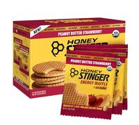 Honey Stinger Wafle de fresa y mantequilla de maní orgánica, Stroopwafel energético para ejercicio, resistencia y rendimiento, nutrición deportiva para el hogar y el gimnasio, antes y durante el