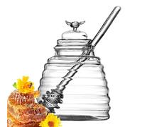 Honey Storage Jar - Elegant And Beautiful Clear Honey Container With Lid, Glass Container For Storing Syrup, Salad Dressings, Sauces