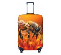 Honeybee On Vibrant Flower Fundas de equipaje de viaje - Fundas protectoras elásticas para maletas de 18 a 32 pulgadas, Negro -, Mediano