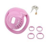 Honeycomb Mesh Chastity Device with Large Urinal Opening Sissy Chastity Cage Invisible Locking for Male Penis Bondage and Concealment (Pink)