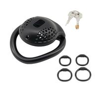 Honeycomb Mesh Chastity Device with Large Urinal Opening Sissy Chastity Cage Invisible Locking for Male Penis Bondage and Concealment (Black)