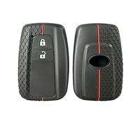 Honeycomb Patrón de Silicona de la Llave del Coche Fundas para Toyota CHR C-HR Camry Prius Prado 2016 - 2023 Soporte para Mando a Distancia Accesorios (2 Botones Línea Roja)
